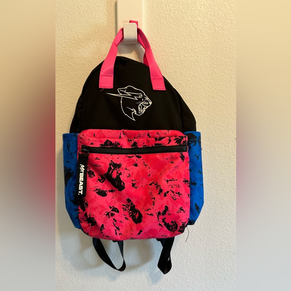 Mr beast Backpack - Pink and Blue pre owned